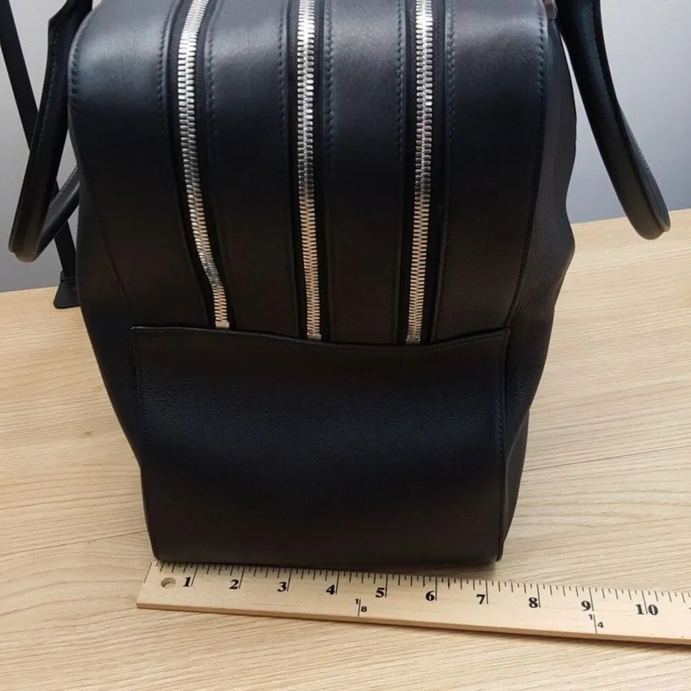 SALVATORE FERRAGAMO Mens Star Black Leather Triple Zip Tote Briefcase $3300